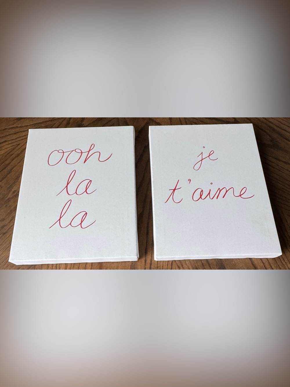 NEW Set of 2 French Canvas Wall Art Ooh La La Je T’aime Paris Decor